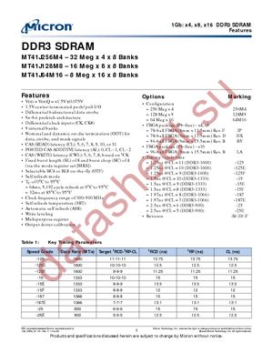 MT41J128M8HX-15E:D TR datasheet  